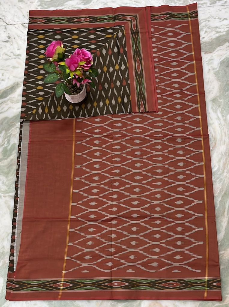 Single Ikkat Sarees - with Border - Angle 2