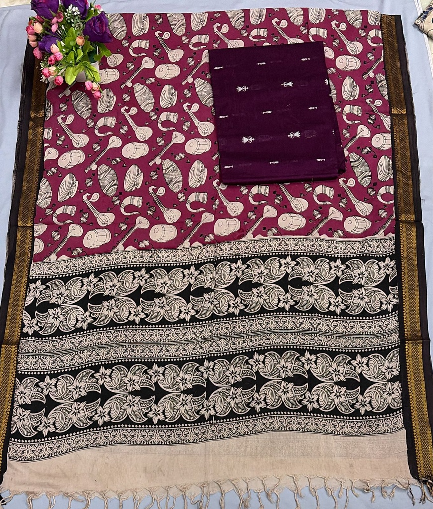 Chennuri Duppata + Raw Silk - Angle 2