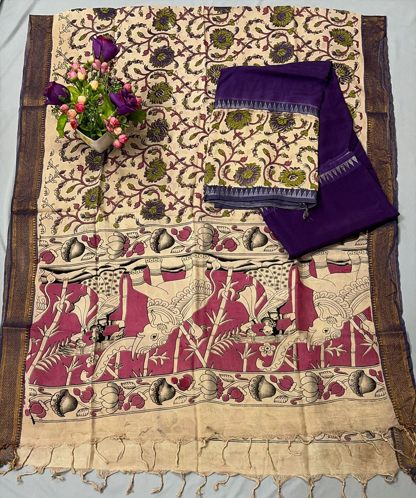 Gap Border Chennuri Silk Dress Materials - Angle 2
