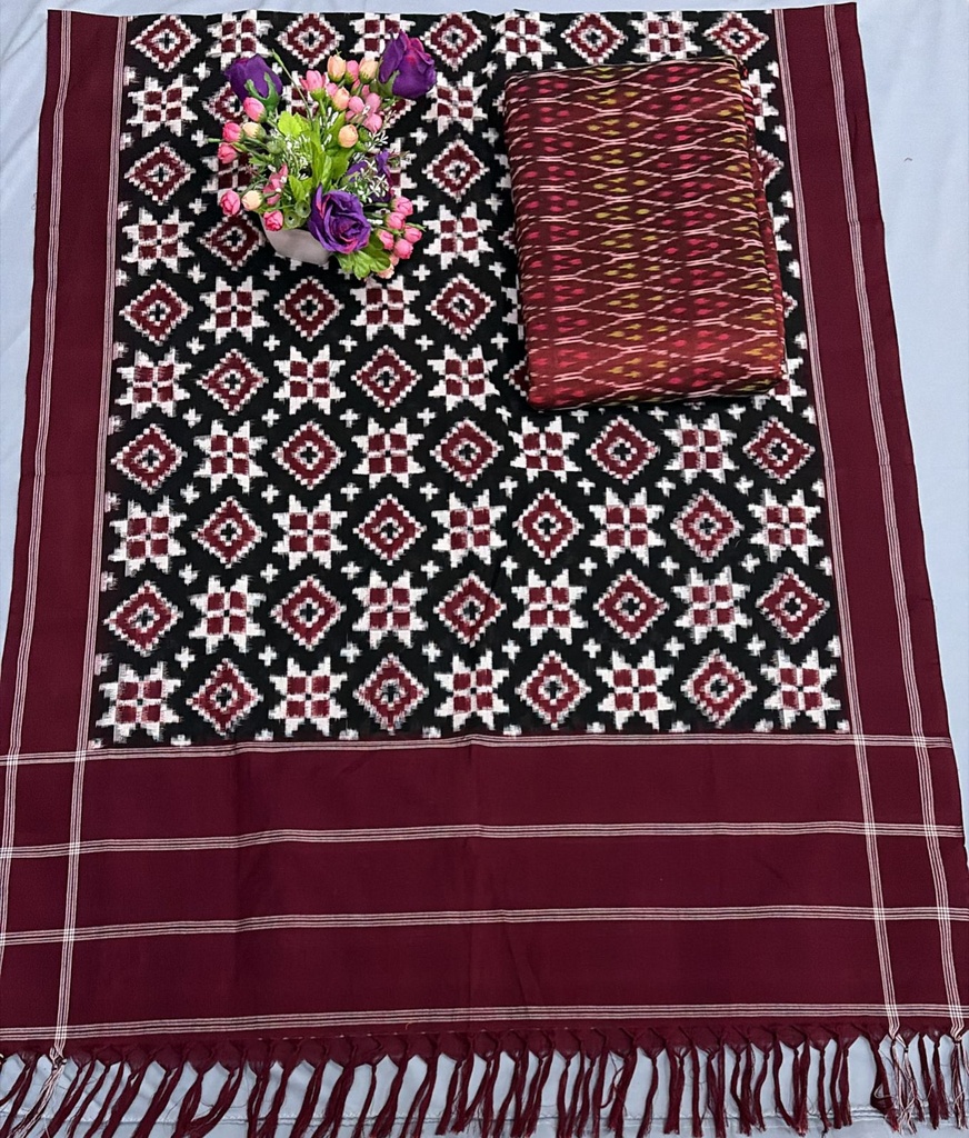 Double Ikkat Teliya Duppata Dress Materials